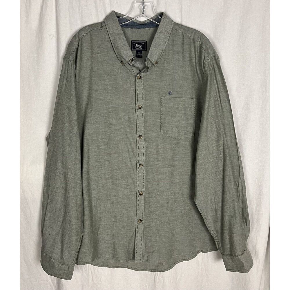 G.H Bass & Co Shirt Mens Size XXL Green Button Down Long‎ Sleeve 100% Cotton